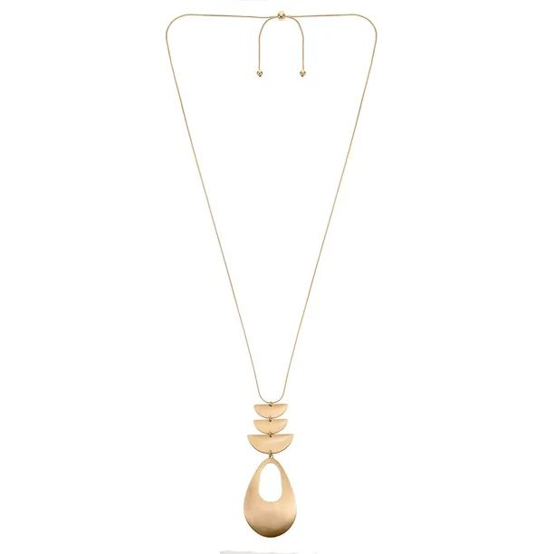Time and Tru Womens 34" Long Adjustable Gold Pendant Necklace | Walmart (US)