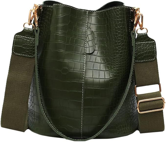 Leather Bucket Bag Crossbody Bag for Women Fashion Classic Crocodile Pattern Large Shoulder Bag H... | Amazon (US)