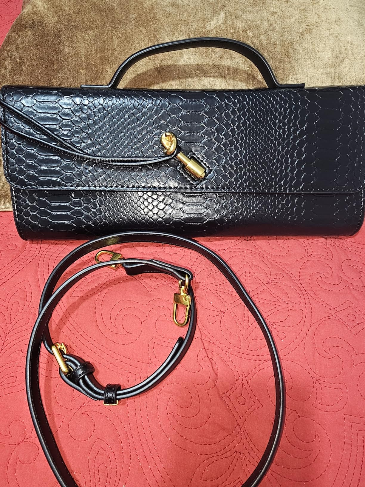 Elegant Evening Clutch Purse for Women – Structured Crocodile PU Leather Handbag for Wedding & Formal Party | Amazon (US)