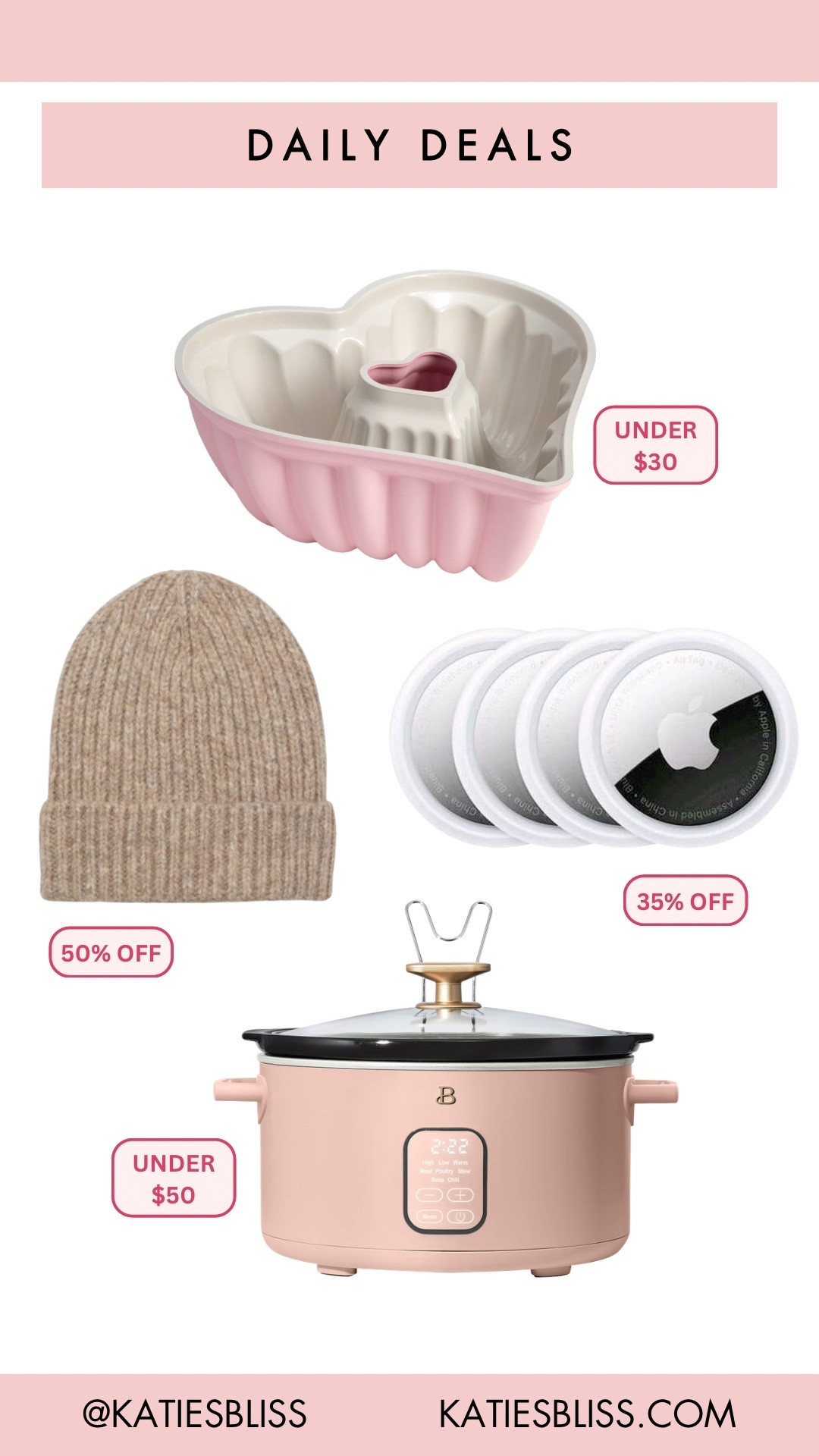 Daily deals 💖

Walmart. Deal. Sale. Markdown. Valentine’s Day. Slow cooker. Cake pan. Heart. Pink. Apple. Air tag. Hat. 



#LTKValentine #LTKSaleAlert