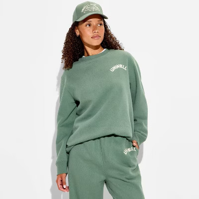 Women's Unwell Graphic Pullover Sweatshirt - Green XXL | Target