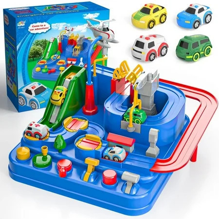 Lucky Doug Adventure Race Car Toys for 3-6 Years Old Boys, Car Rescue Adventure Toys with 4 Mini Car, Manually Operated Car Playset Educational Toys for Kids, Gifts for Boys Ages 3 4 5 6 | Walmart (US)