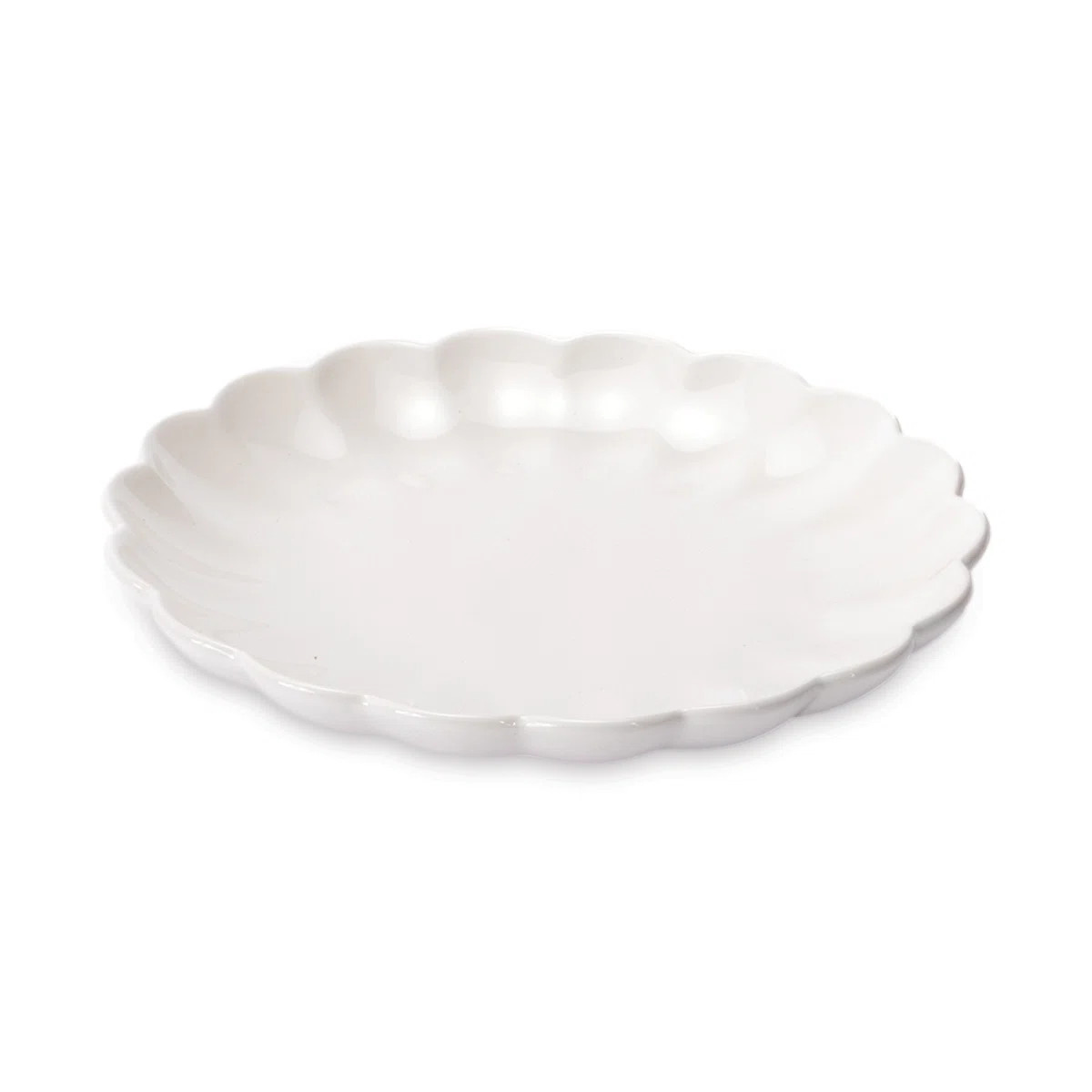 White Scalloped Stoneware Dinner Plate (Set of 2) | Wayfair North America