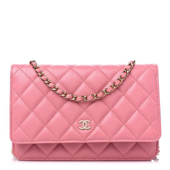 Caviar Quilted Wallet On Chain WOC Dark Pink | FASHIONPHILE (US)