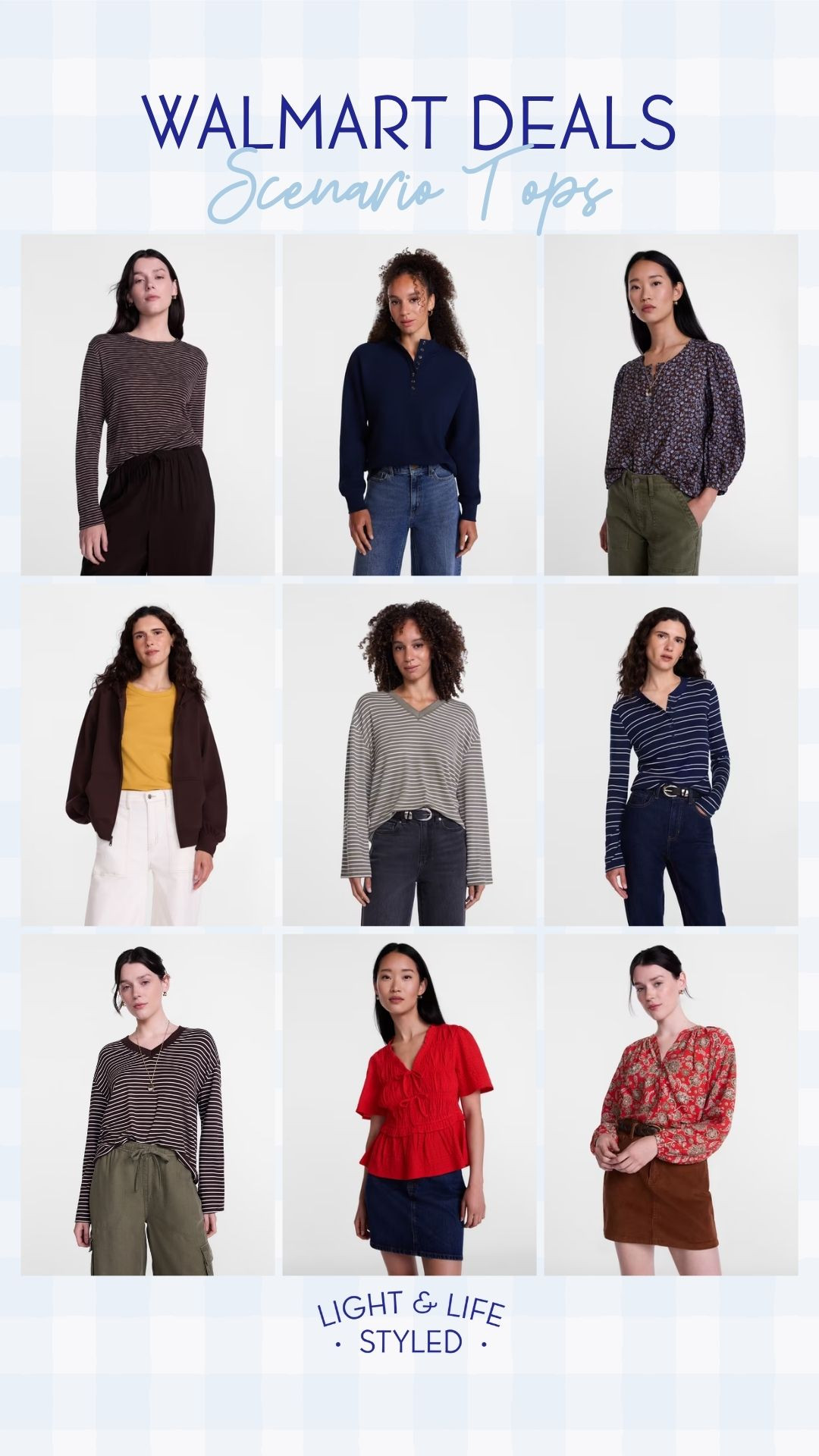 Fall tops on sale at Walmart! 🍂 From everyday stripes to pretty printed blouses, there’s something for workdays and weekend plans!!! 

 #LTKootd #LTKSeasonal #LTKSaleAlert