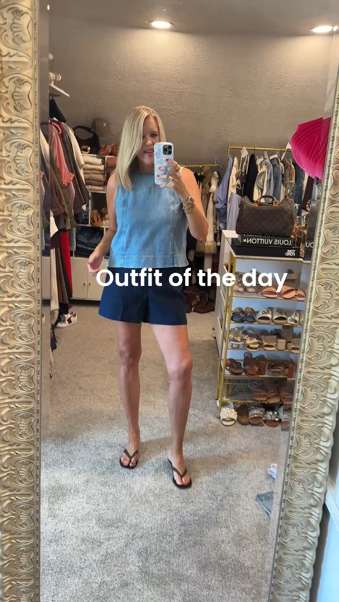 Outfit of the day

⚠️Save 15% off with my Code 
Deardarcyxspanx 

Chambray denim tank top 
I sized up because I wanted it to be more boxy.. 
this is a top that my tts would have fit.. but not baggy like I wanted  ordered lg

Linen shorts in navy comes in 3 colors in a med 
Button and zipper closet but elastic waist 

Jelly  kitten hell sandals, so comfy and under $30 

Julie voz gold hoops and ring 

Coco custom  name necklace

#LTKootd #LTKOver40 #LTKSaleAlert