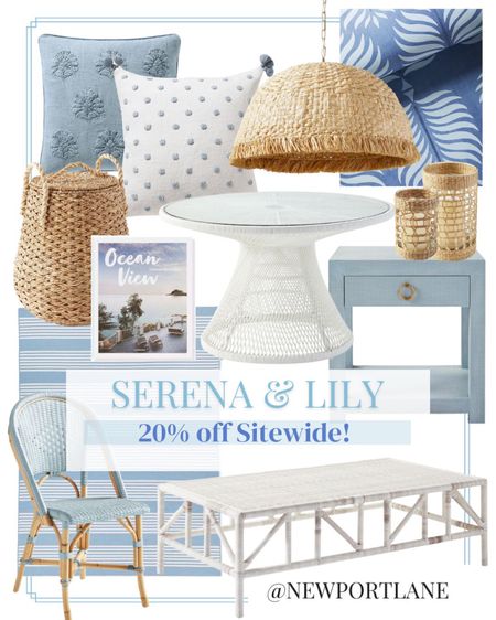 Coastal home decor, coastal decor, Serena and Lily, white coffee table, indoor outdoor coffee table, bistro dining chair, blue dining chair, white dining table, round dining table, rattan pendant light, blue wallpaper, blue nightstand, basket, pillow cover, throw pillow, blue pillow cover, Memorial Weekend sale



#LTKsalealert #LTKhome #LTKunder100