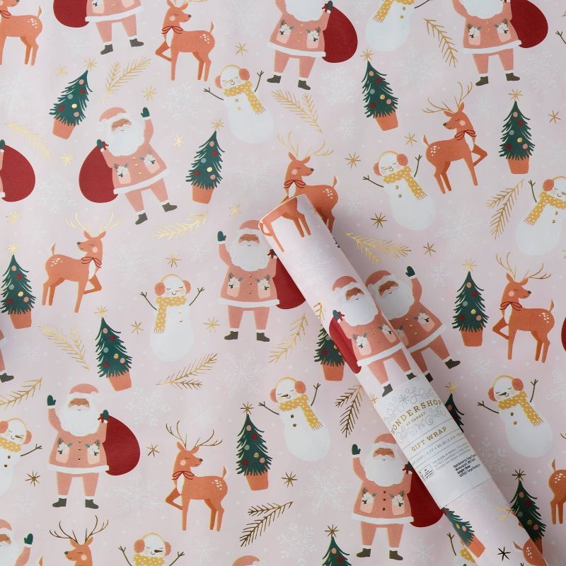 20 sq ft Santa with Snowman & Reindeer Gift Wrap - Wondershop™ | Target