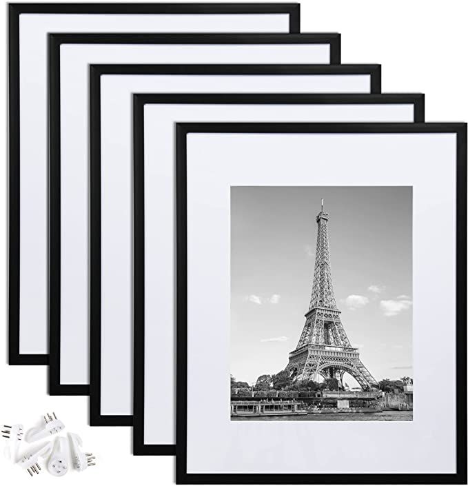 upsimples 16x20 Picture Frame Set of 5,Display Pictures 11x14 with Mat or 16x20 Without Mat,Wall ... | Amazon (US)