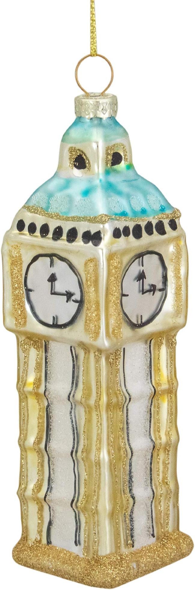 4.75" Black and Gold Glass Big Ben Christmas Ornament | Amazon (US)