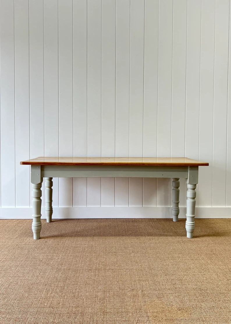 Vintage English Country Painted Pine and Waxed 6ft Dining - Etsy | Etsy (US)