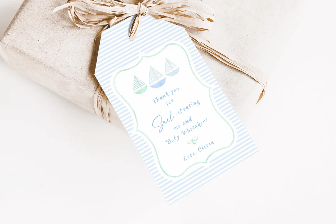 Sailboat Trio Gift Tag Set | Custom Nautical Party Favor Hang Tags | Etsy (US)