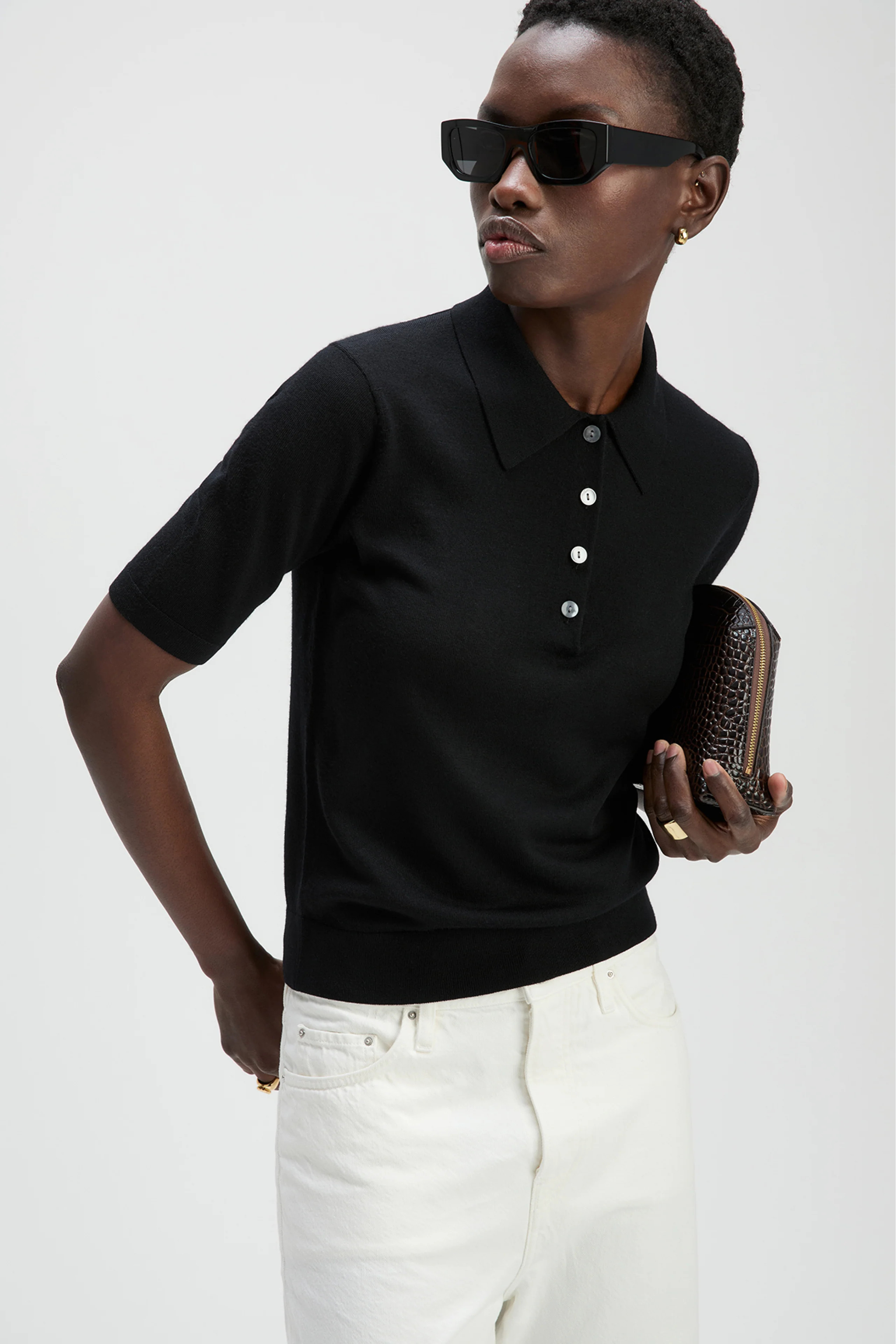 The Refined Short Sleeve Polo in Black | Sold Out NYC