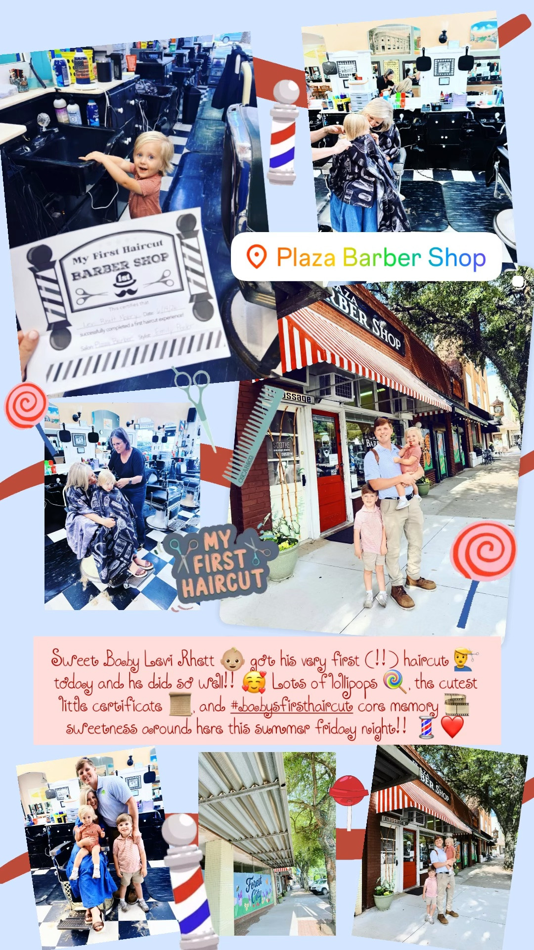 Sweet Baby Levi Rhett 👶🏼 got his very first (!!) haircut 💇‍♂️ today and he did so well!! 🥰 Lots of lollipops 🍭, the cutest little certificate 📜, and #babysfirsthaircut core memory 🎞️ sweetness around here this summer friday night!! 💈❤️