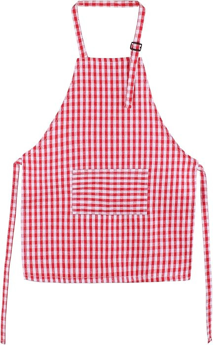 Jennice House Kids Aprons - Children's Artists Pure Cotton Gingham Apron With Pocket and Adjustab... | Amazon (US)