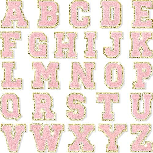 26 Pieces Glitters Patches Iron on Letters Chenille A-Z Patches Decorative Repair Embroidered Patche | Amazon (US)