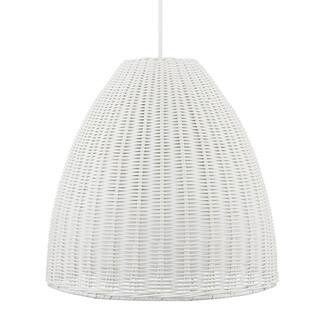Hampton Bay Hemmens 1-Light White Outdoor Pendant Light with White Resin Wicker Shade OL7-231WHEH... | The Home Depot