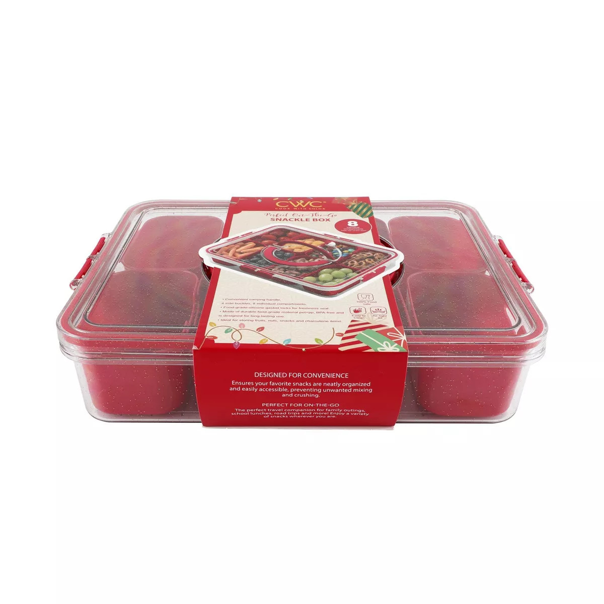 Cook With Color Holiday Glitter Snackle Box Red | Target