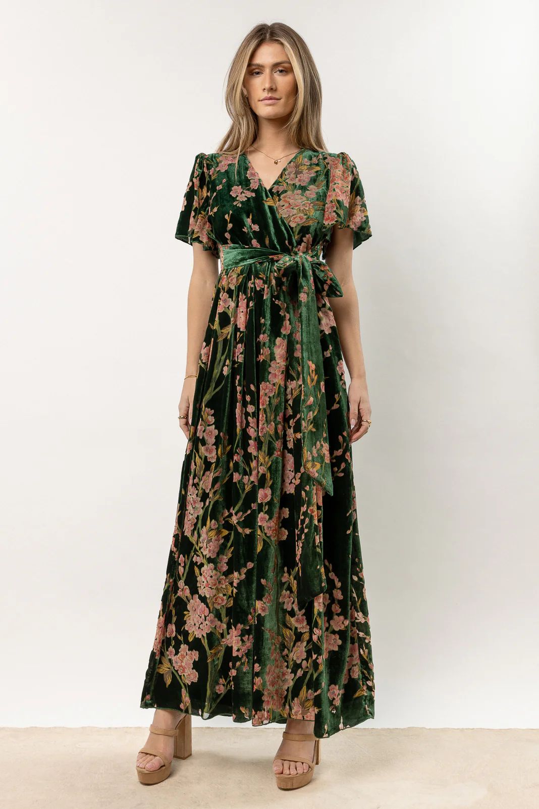 Jada Floral Maxi Dress in Green - böhme | Bohme