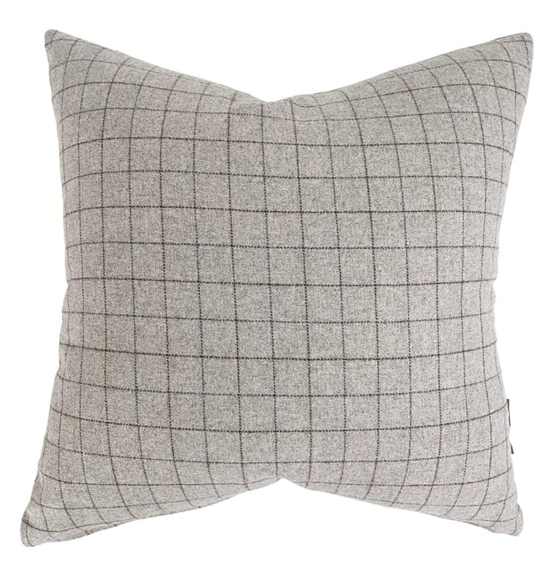 HACKNER HOME | Gray Wool Windowpane Pillow Cover | Gray and White (20" x 20", Modern) | Amazon (US)