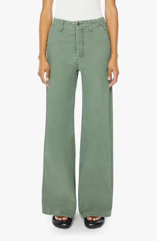 MOTHER The Major Sneak Roller High Waist Wide Leg Pants in Roger That at Nordstrom, Size 28 | Nordstrom