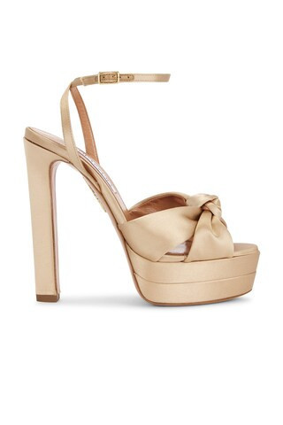 Aquazzura Cupid 130 Plateau Sandal in Nude | FWRD 