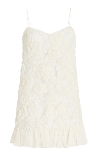 Blanc Rosette-Detailed Georgette Mini Dress | Moda Operandi (Global)