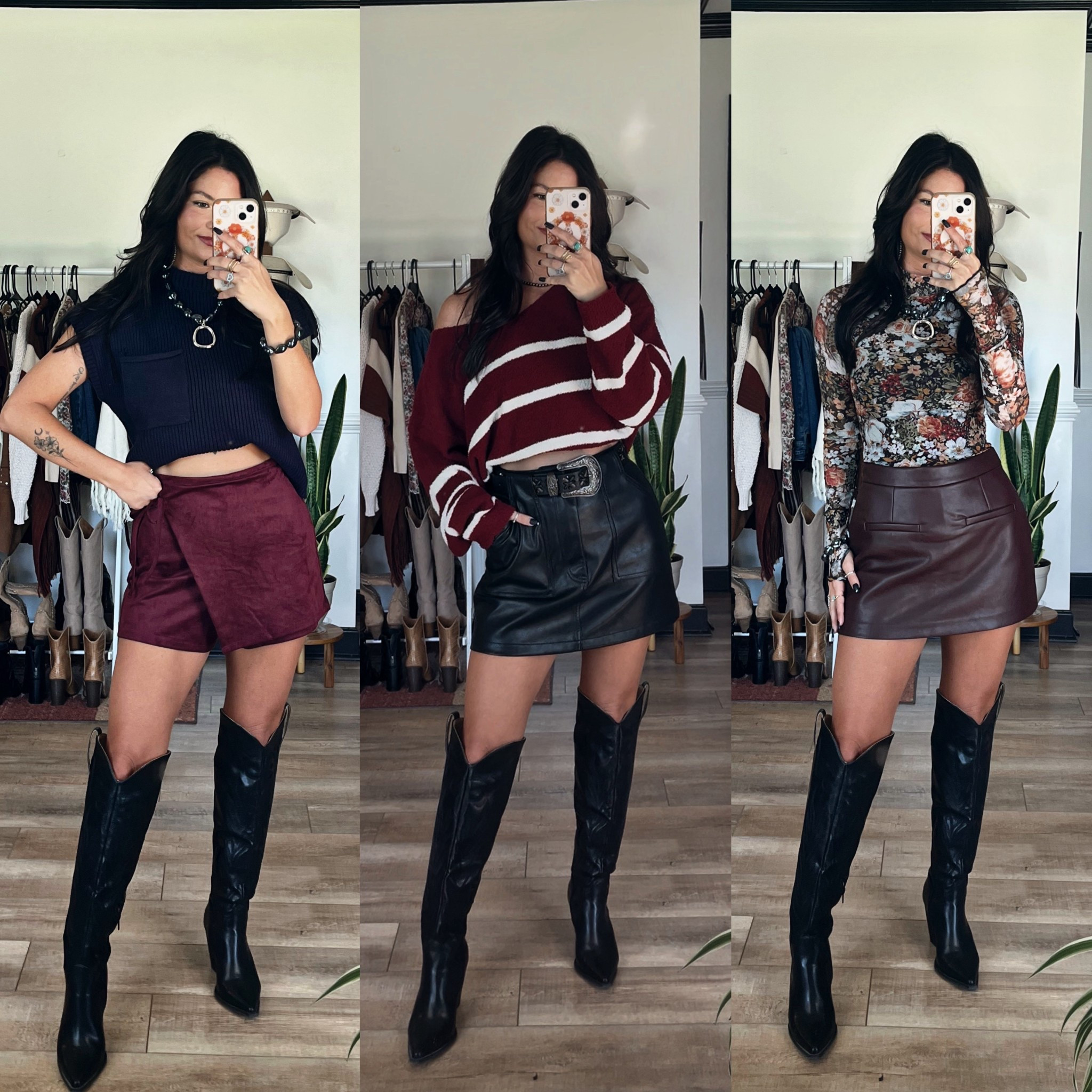 Black boots are back in stock and available for pre-order!! Code LORIG30 for 30% off boots, burgundy leather skort, and navy sweater vest. Code LORI20 for 20% off mock neck floral top & blue statement necklace/bracelet 

#LTKShoeCrush #LTKSeasonal #LTKStyleTip