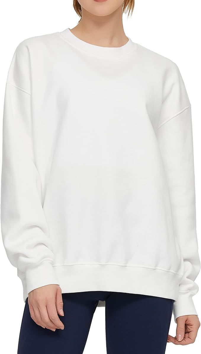 THE GYM PEOPLE Women's Fleece Crewneck Sweatshirt Loose fit Soft Oversized Pullover Sweatshirt | Amazon (US)