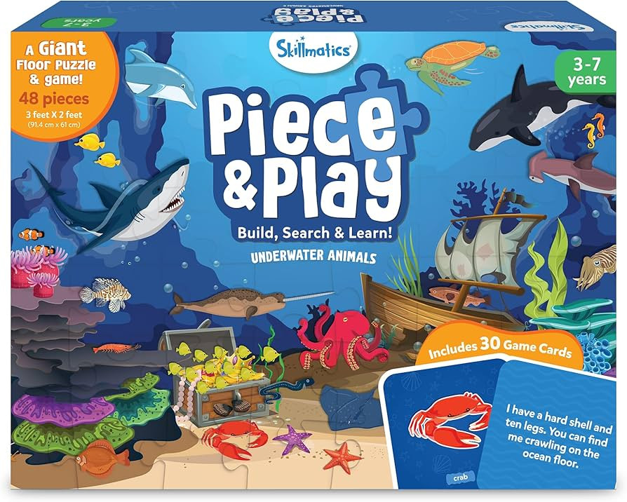 Skillmatics Floor Puzzle & Game - Piece & Play Underwater Animals, Jigsaw Puzzle (48 Pieces, 2 x ... | Amazon (US)