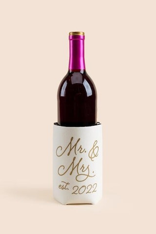 Mr & Mrs Est. 2022 Wine Bottle Drink Sleeve | Francesca's
