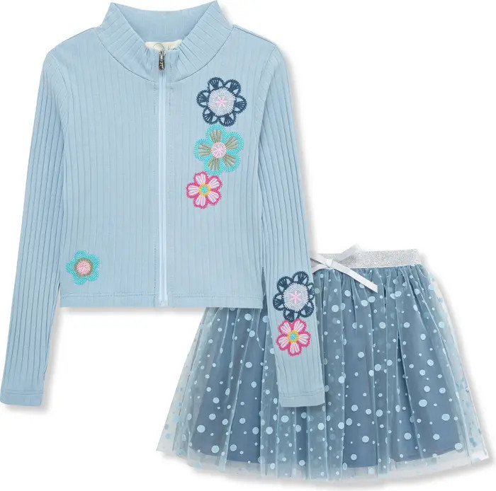 Peek Aren't You Curious Kids' Embroidered Flower Top & Polka Dot Tulle Skirt Set | Nordstrom | Nordstrom