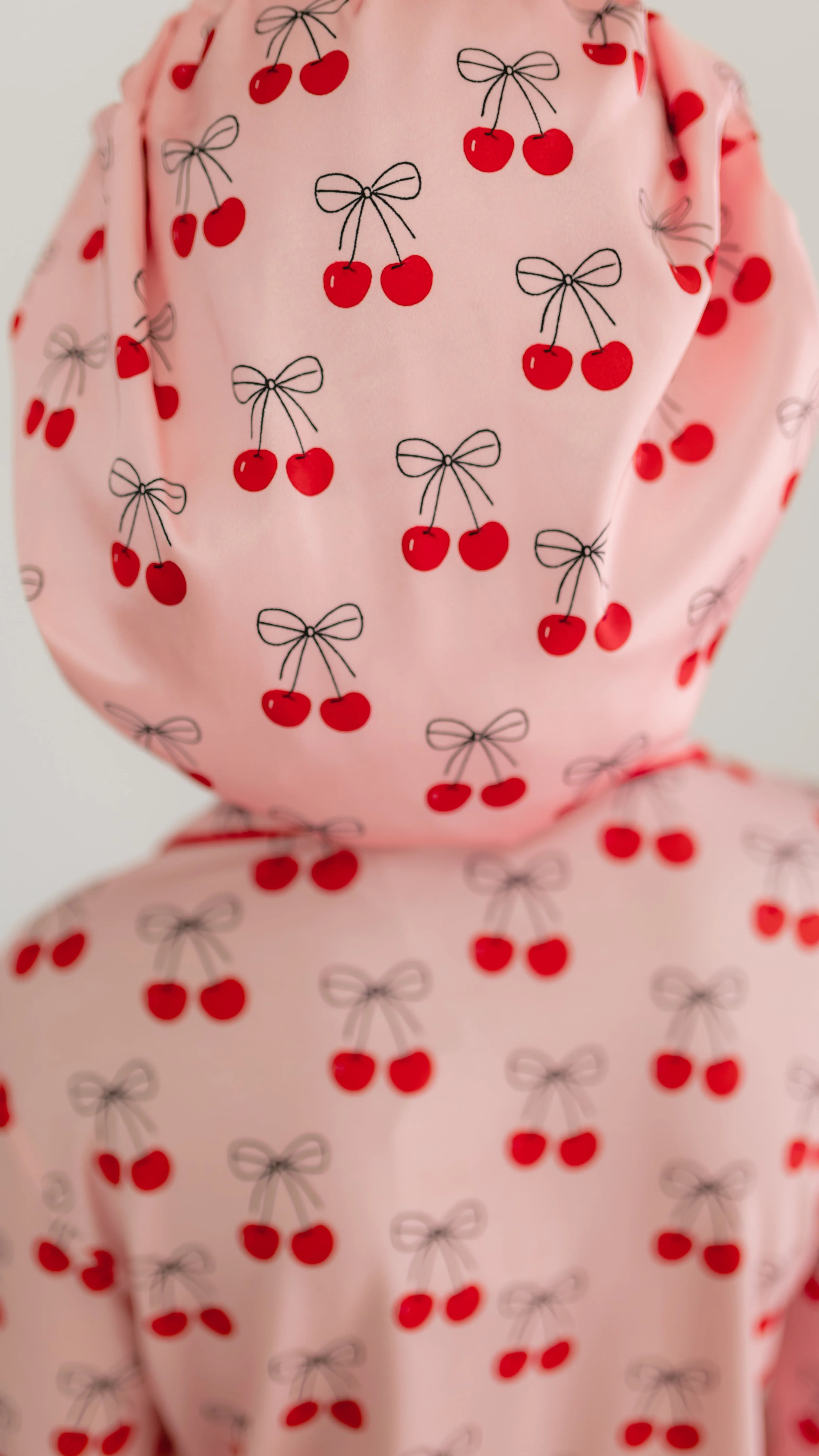 Kids Satin Bonnet in Pink Cherry Bows | Silks Design
