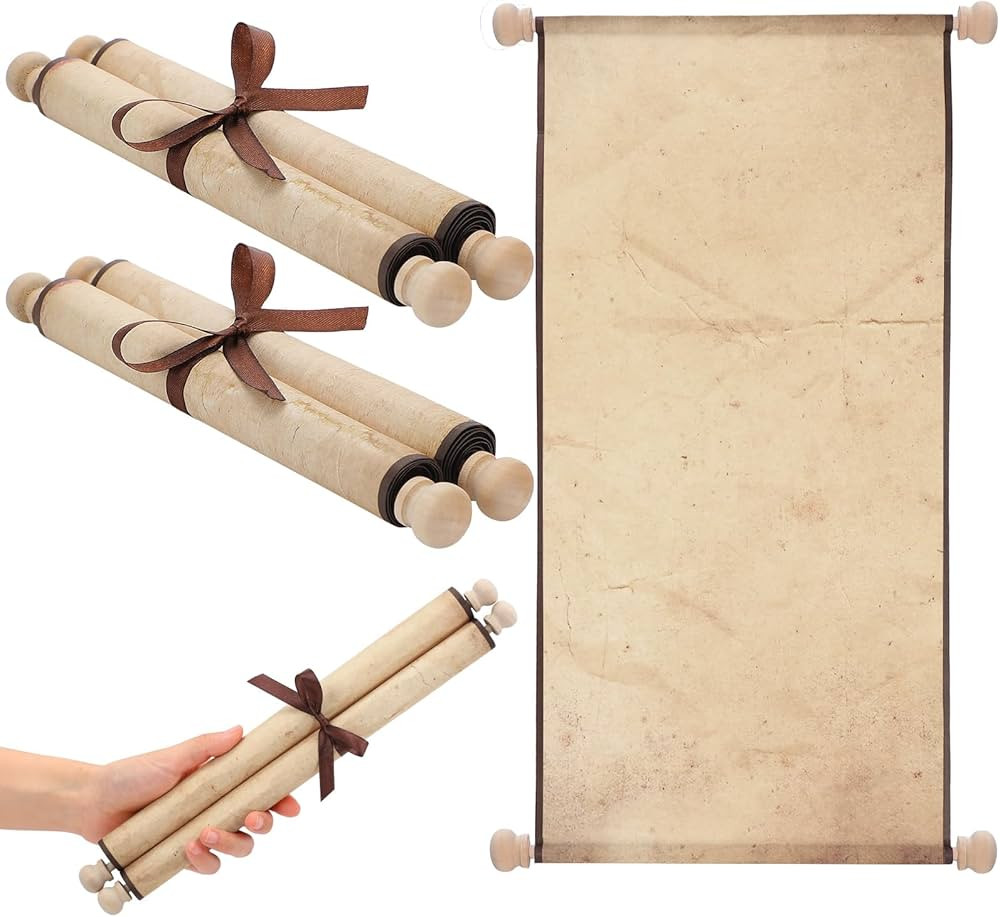 Epakh 2 Pack Blank Paper Scrolls Wrapped on Wood Rod for Writing, Drawing, Calligraphy, Wedding V... | Amazon (US)