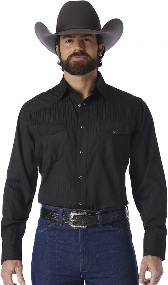 Wrangler Mens Sport Western Two Pocket Long Sleeve Snap Shirt | Amazon (US)