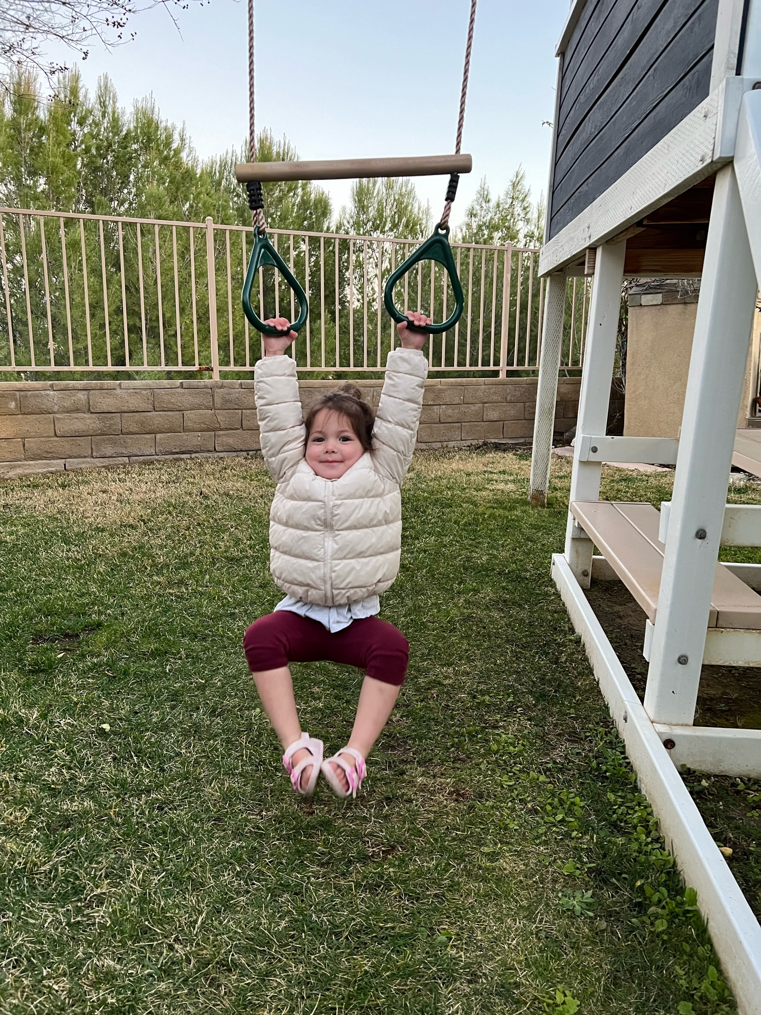 Wooden bar and rings for a outdoor playset! 

#LTKhome #LTKfamily #LTKkids