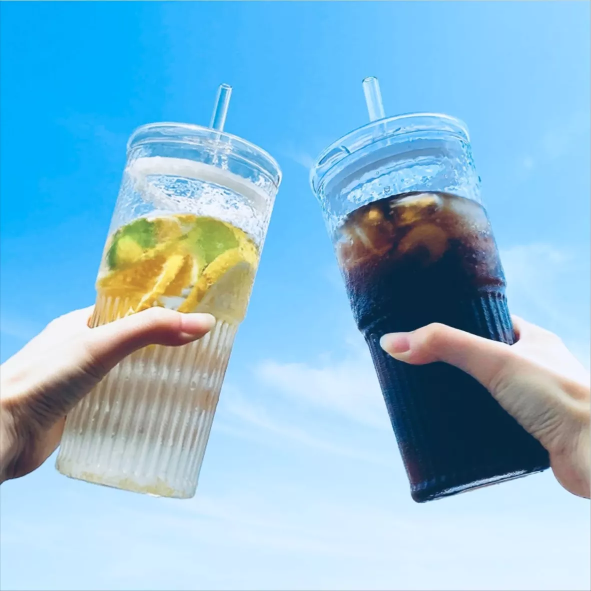 Glass Cups With Lids And Straws, Iced Coffee Cups, High