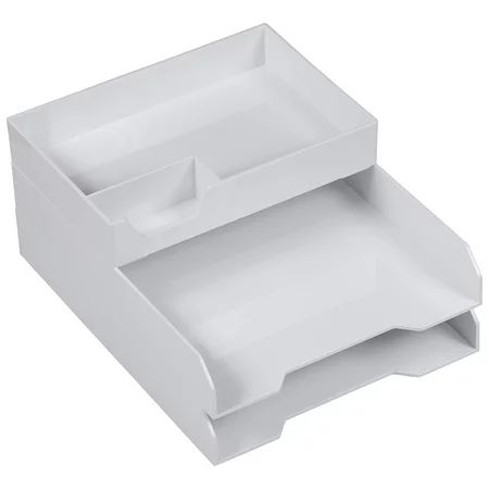 JAM Paper & Envelope Stackable Desktop Trays, White, Office Desk Supply & Paper Organizer Set, 1 Top | Walmart (US)