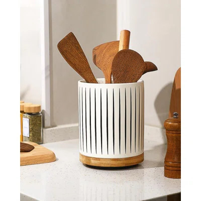 360° Rotating Ceramic Utensil Holder For Countertop, 7.9 Inch Extra Large Crock For Kitchen Utensils, Morden Organizer For Cooking Tool, Kitchens Deco | Wayfair North America