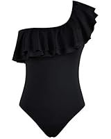 Hilor Women's One Shoulder Swimwear Asymmetric One Piece Swimsuits Ruffled Bathing Suits | Amazon (US)