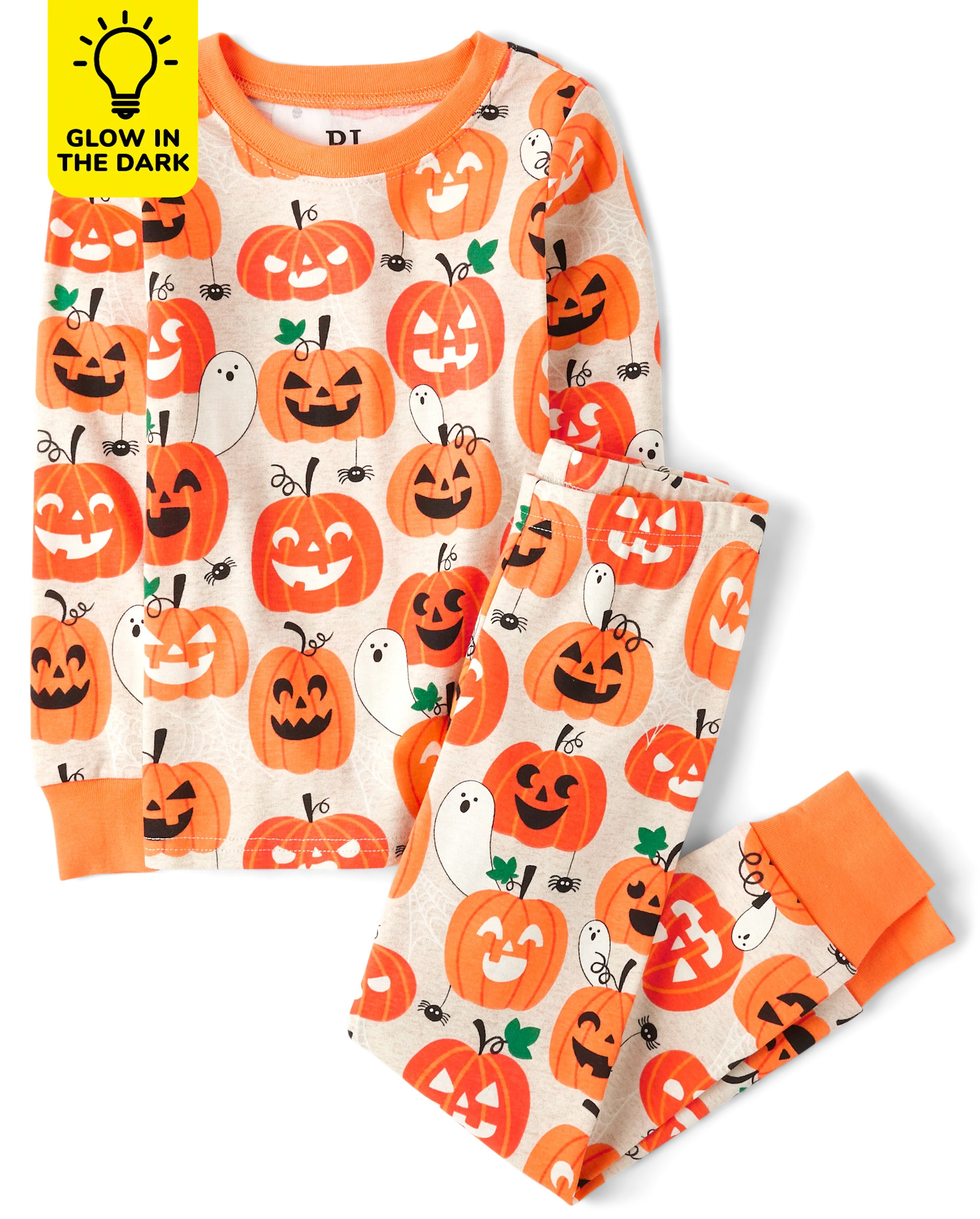 Unisex Kids Glow Pumpkin Snug Fit Cotton Pajamas - h/t vanilla | The Children's Place