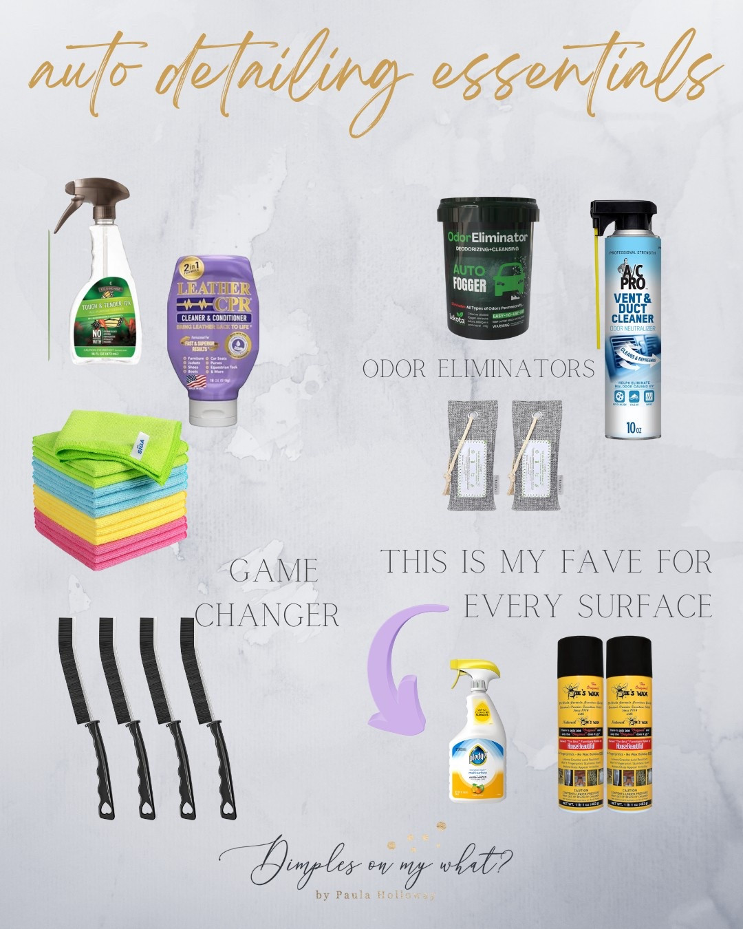 My favorite auto detailing essentials. 
I use my Shark upright vacuum attachments and homemade class cleaner. 

How to get stinkiest odors out of your car. 





#LTKHome #LTKTravel