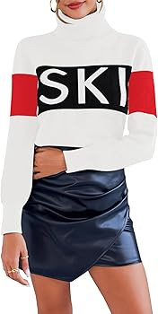 Ybenlow Women Sweaters Color Block Turtleneck Tops Comfy Winter Blouse 2024 Ski Sweaters Tight Kn... | Amazon (US)