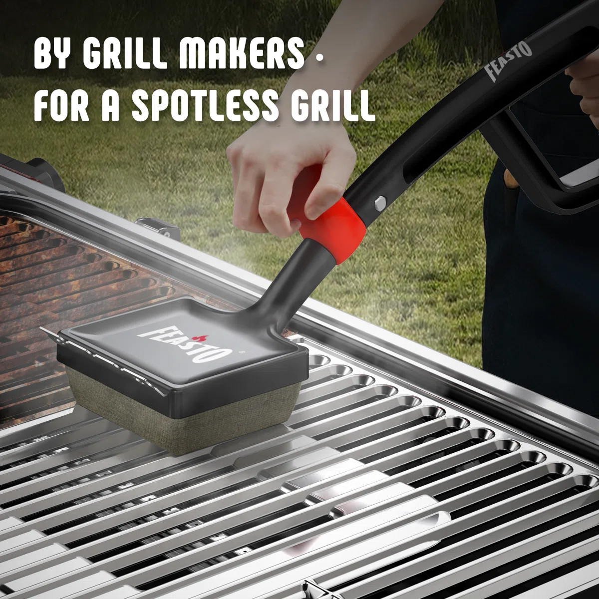 Feasto Ergonomic Long-Handled Grill Steam Cleaning Brush, Multifunctional BBQ Grate Cleaner with ... | Wayfair North America