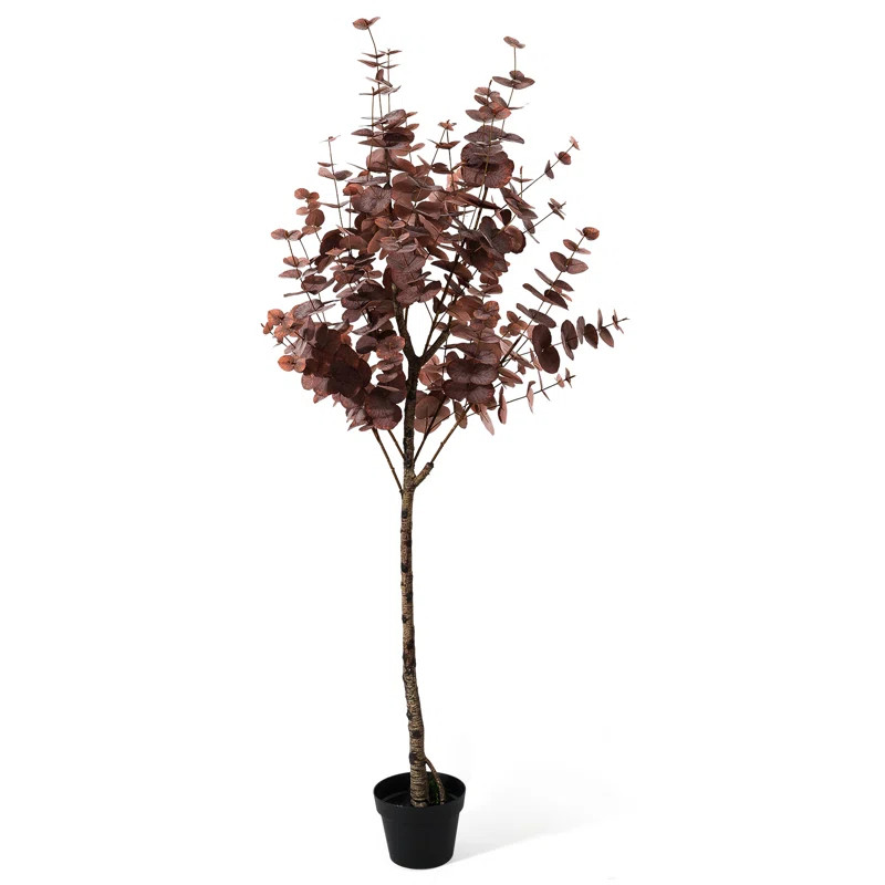 Primrue Fake Plants Artificial Tree 60‘’ Tall Eucalyptus in Black Pot for Home Office Décor ... | Wayfair North America