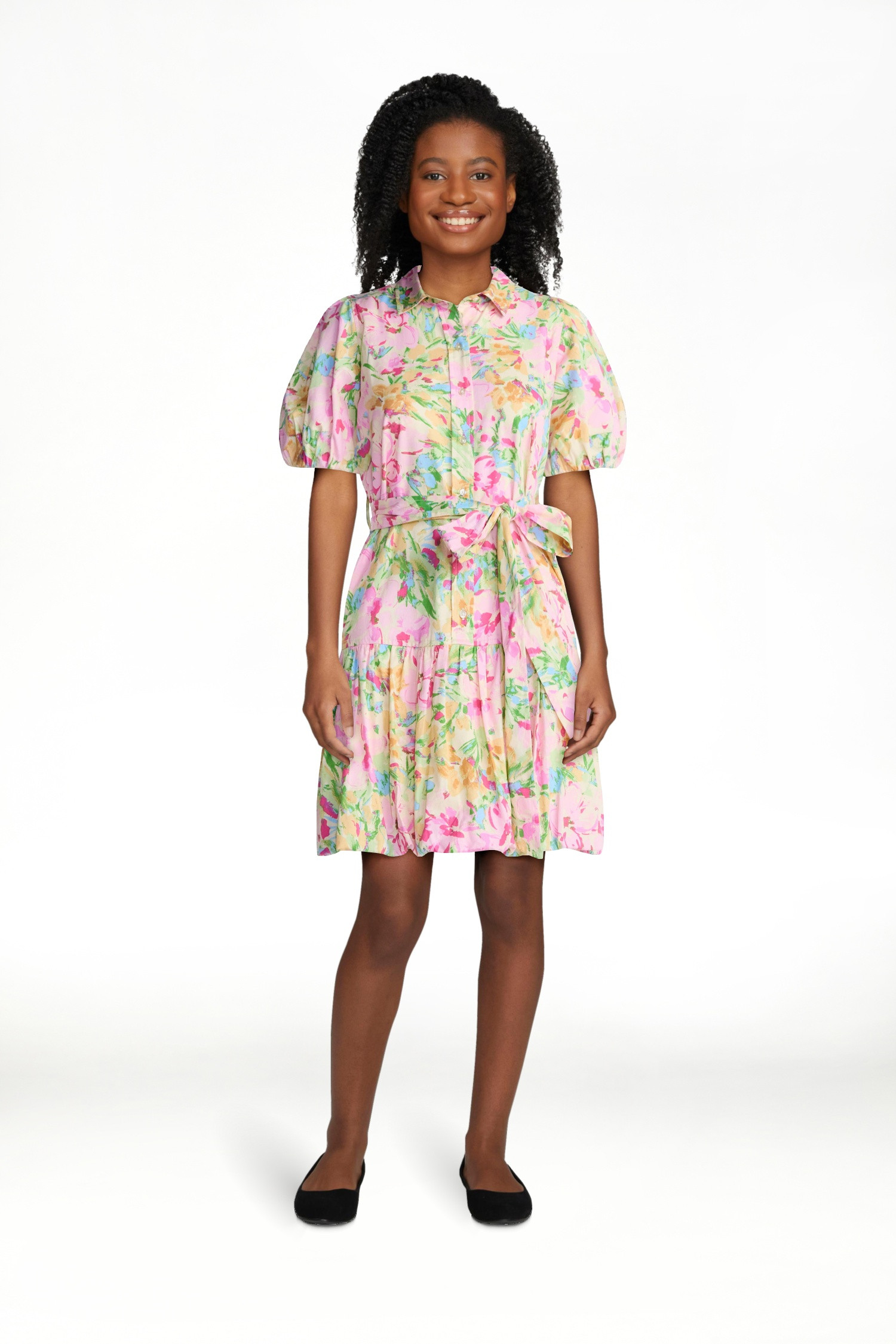 Free Assembly Women's and Women's Plus Cotton Mini Dress with Puff Sleeves, Sizes XS-4X | Walmart (US)