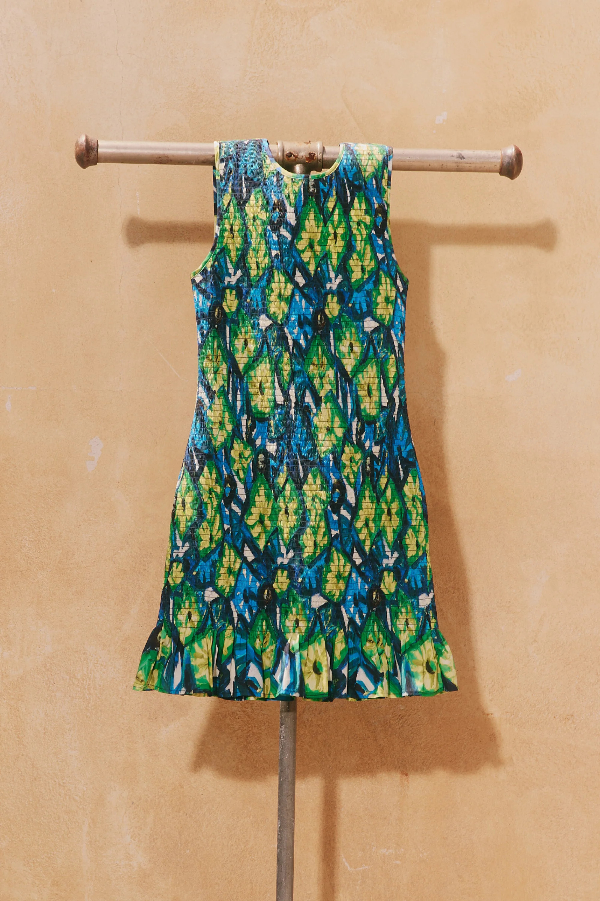 Belle
           Smocked Mini Dress in Abstract Floral | Simon Miller