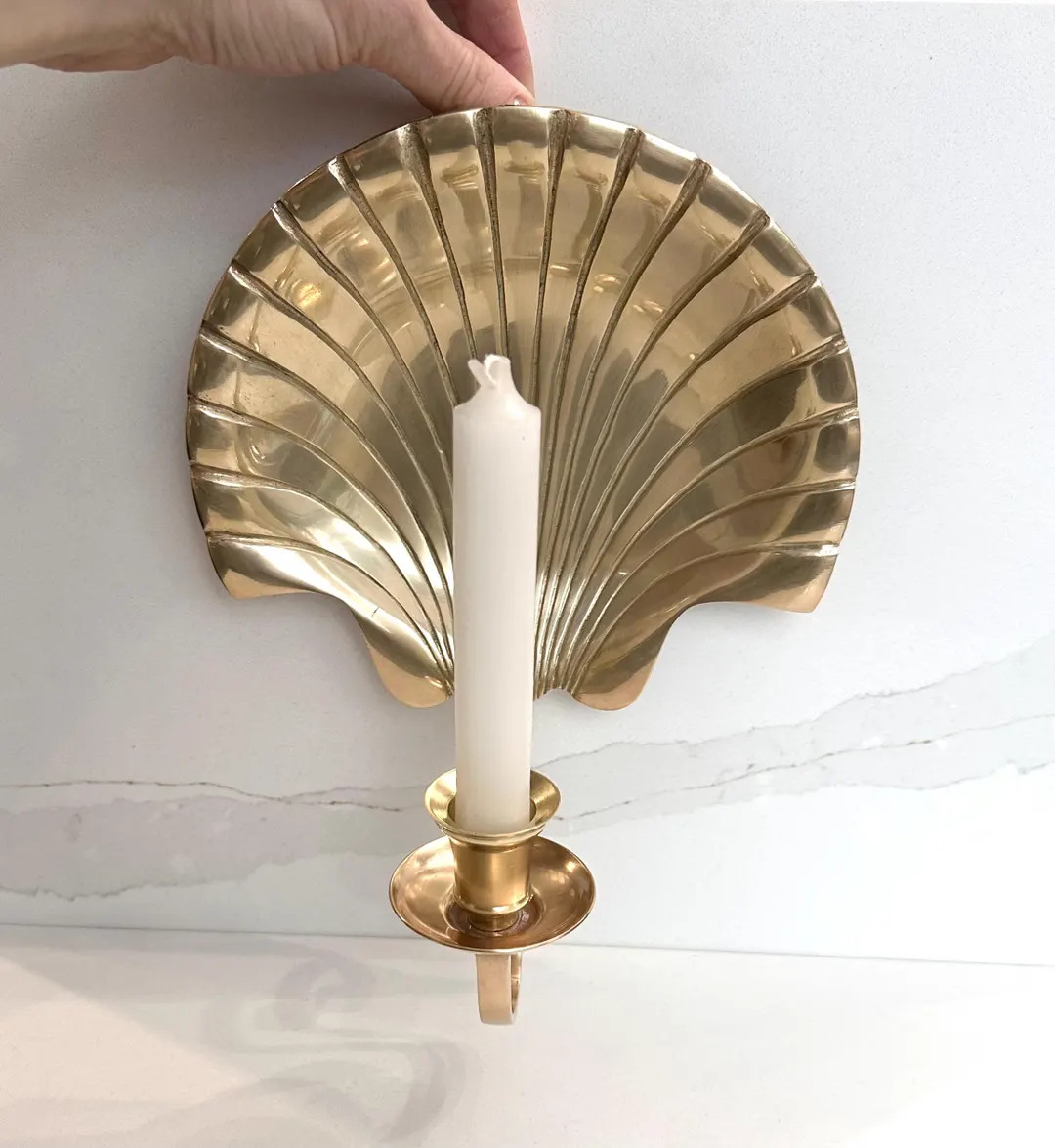 Vintage Brass Shell Wall Sconce – Coastal Clamshell Candle Holder | Etsy (Global)