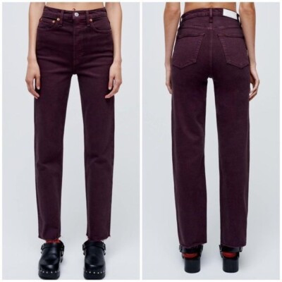 New ReDone 70s Ultra High Rise Stove Pipe Jeans Pants Washed Plum Purple Sz 26  | eBay | eBay US