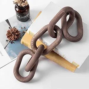 Ohiyoo Wood Chain Link Decor Brown, Hand Carved 5-Link Wood Knot Decor for Home Decor, Pine Wood ... | Amazon (US)